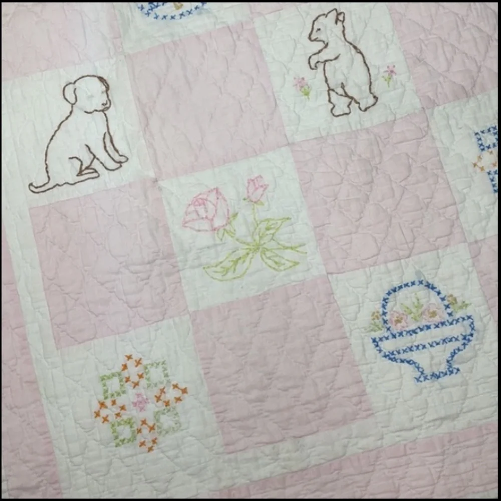 Vintage Quilt Patchwork Handcrafted Primitive Farmhouse Antique Baby Rare OOAK